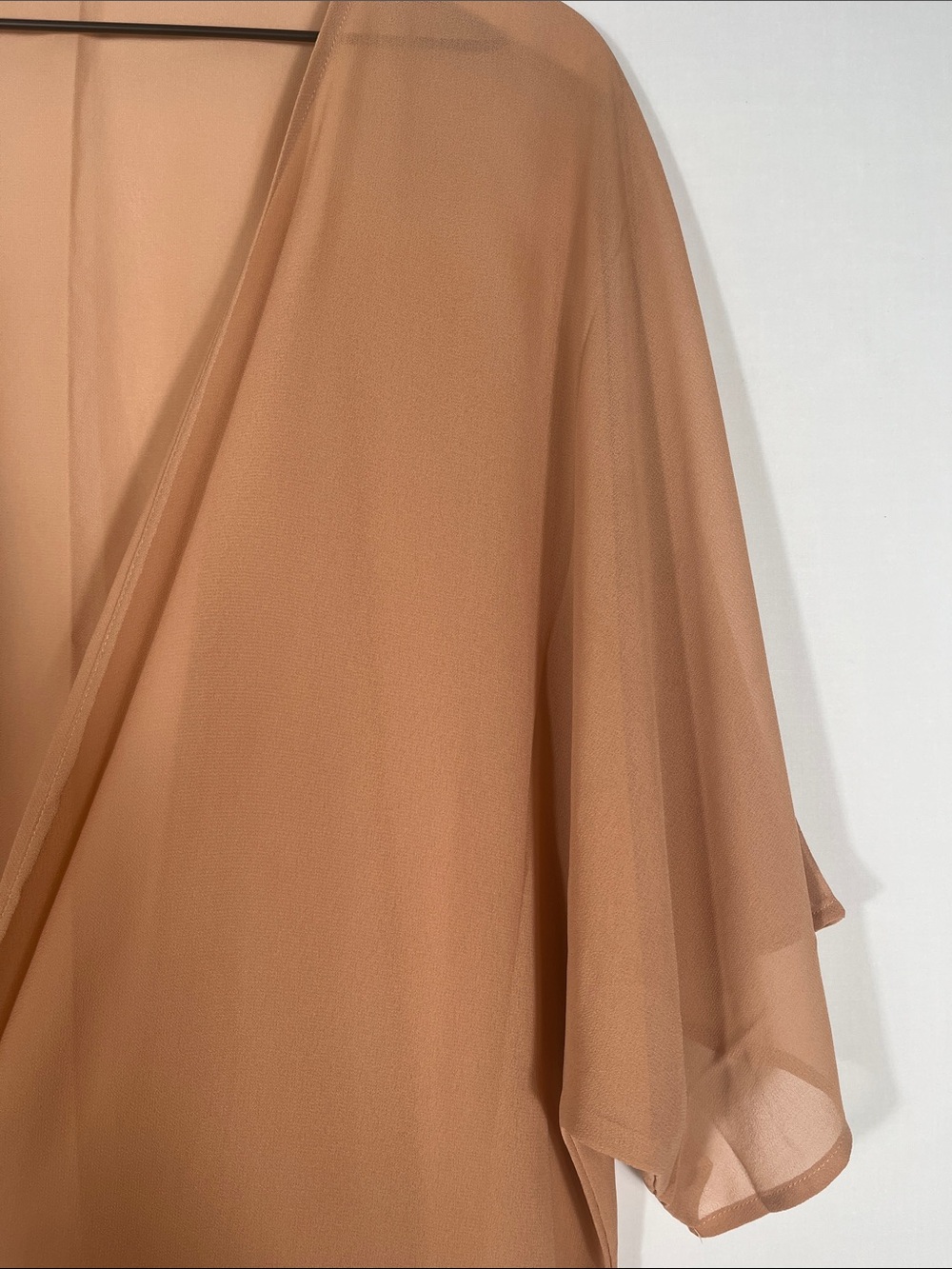 Sheer Draped Kimono Cardigan in Light Brown - Picture 5 of 6